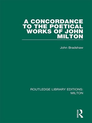cover image of A Concordance to the Poetical Works of John Milton